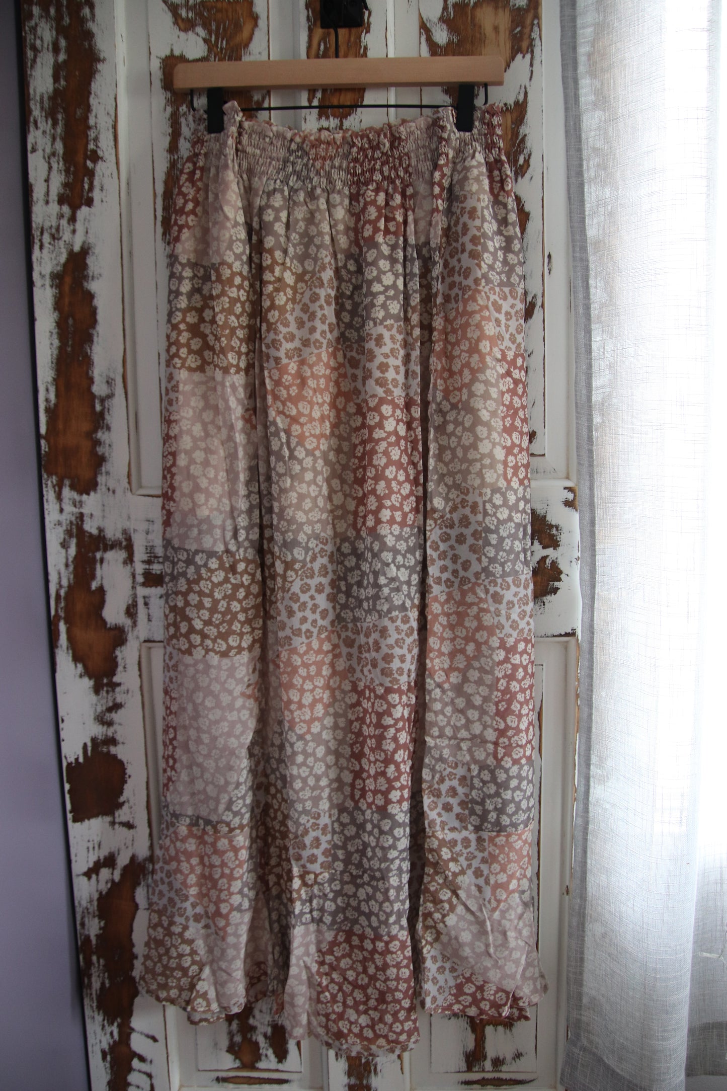 Smocked Waist Bohemian Floral Maxi Skirt