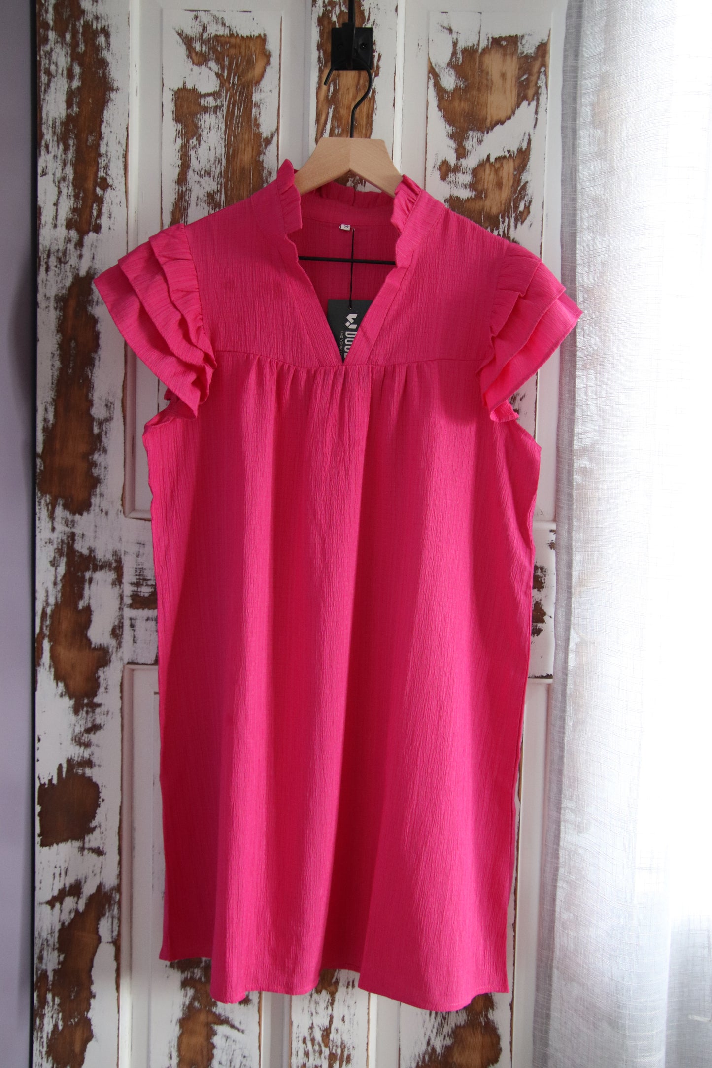V-Neck Lotus Sleeved Dress