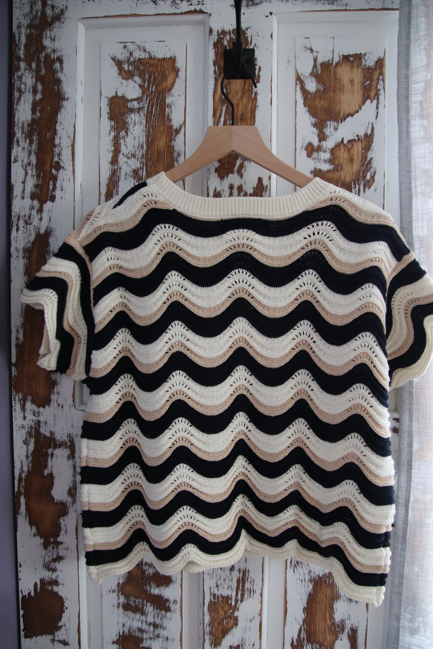 Wavy Multi Stripe Oversized Sweater Top