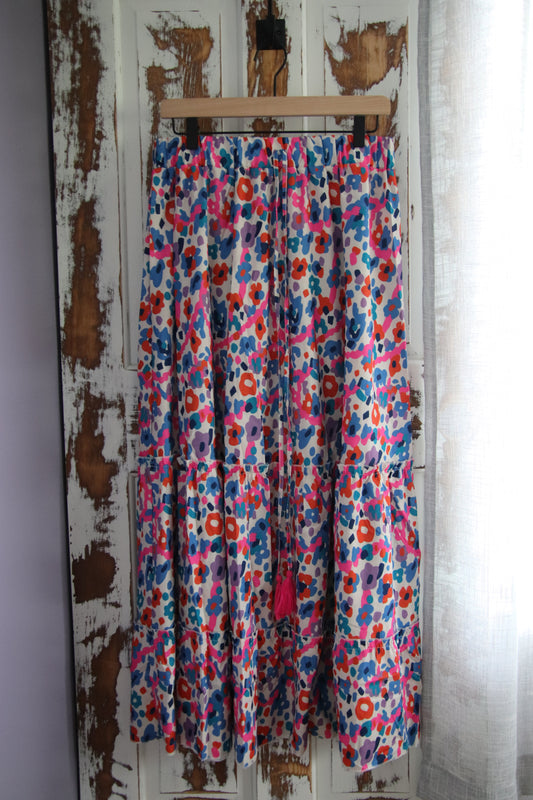 Abstract Floral Print Skirt