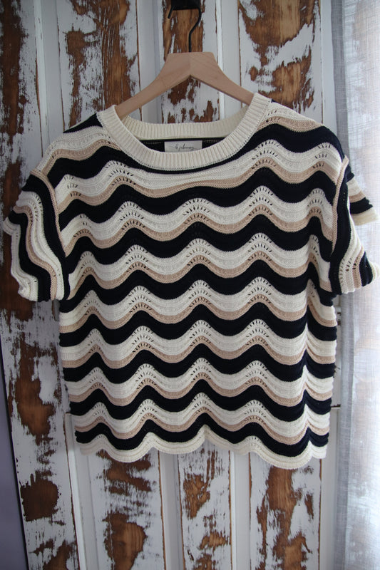 Wavy Multi Stripe Oversized Sweater Top