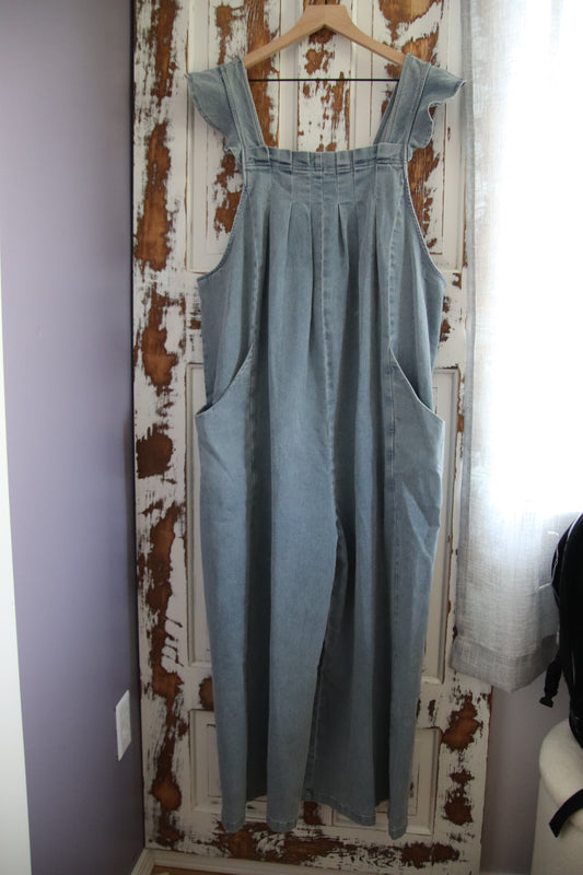 Flutter Sleeve Denim Jumpsuit